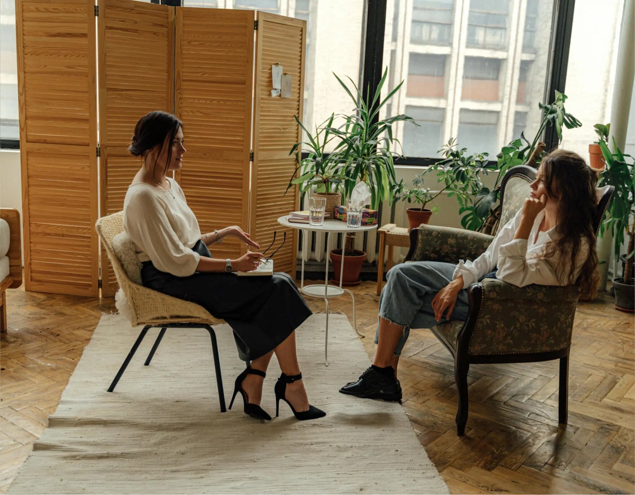 Two women in conversation